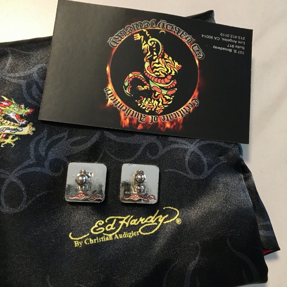 Ed Hardy Geisha Cufflinks w/pouch and COA - Picture 5 of 5